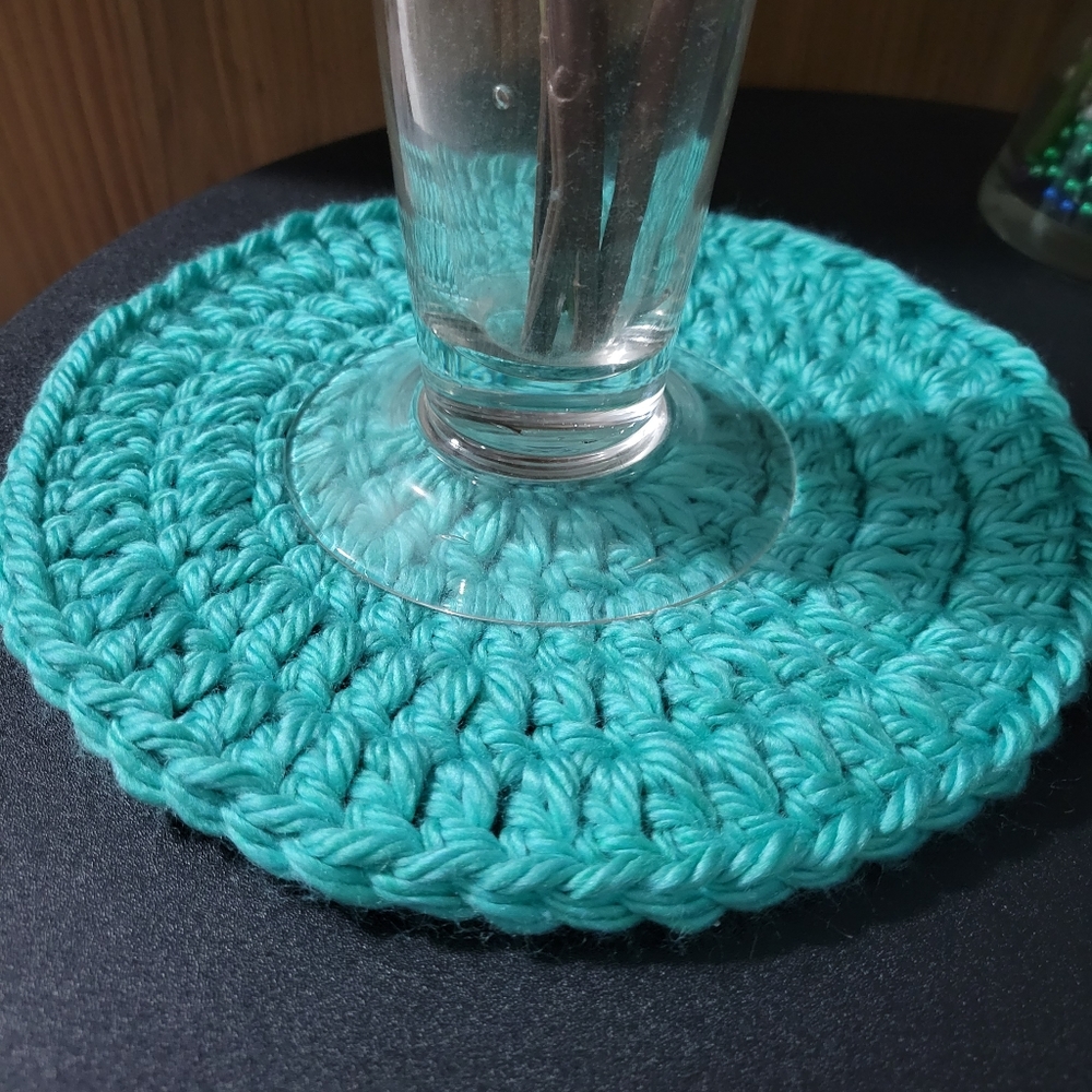 Crochet seafoam green doily